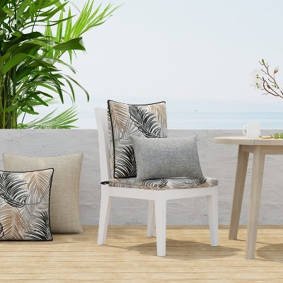 Setra Stone 16.5" Black and Neutral Palm Frond Throw Pillows, Set of 2