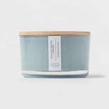 Round Base Glass Candle with Wooden Wick Coconut Water & Orchid Blue - Threshold™