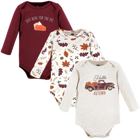 Hudson Baby Cotton Long-Sleeve Bodysuits, Hello Autumn 3-Pack, 18-24 Months