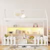 CAVINAS Twin Size Childlike House Bed Frame with Storage Bookshelf & LED Light,Modern Floor Bed for Kids Room,Bedroom,Playroom - 3 of 4