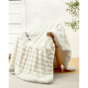 Heated Throw Blanket, Faux Rabbit Fur Electric Throw with 4 Heat Settings, Soft Bubble Blanket with Fast Heating, Auto-Off & Overheat Protection - 1 of 4