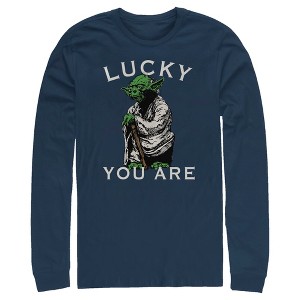 Men's Star Wars: A New Hope St. Patrick's Day Yoda Lucky You Are Long Sleeve Shirt - 1 of 2