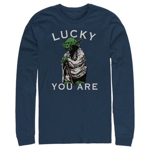 Men's Star Wars: A New Hope St. Patrick's Day Yoda Lucky You Are Long Sleeve Shirt - image 1 of 2