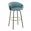 Contemporary/Glam 360¡ã Swivel Bar Stools with Velvet Upholstered Seats and Metal Frame with Footrest (Set of 2) for Home Bar - 2 of 4