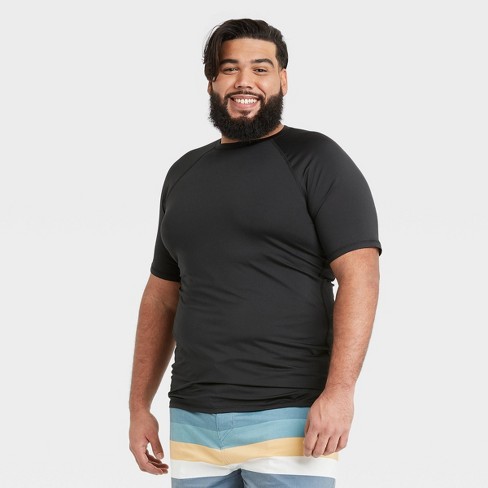 Men's Big & Tall Slim Fit Short Sleeve Rash Guard Swim Shirt - Goodfellow &  Co™ Black 5XLT