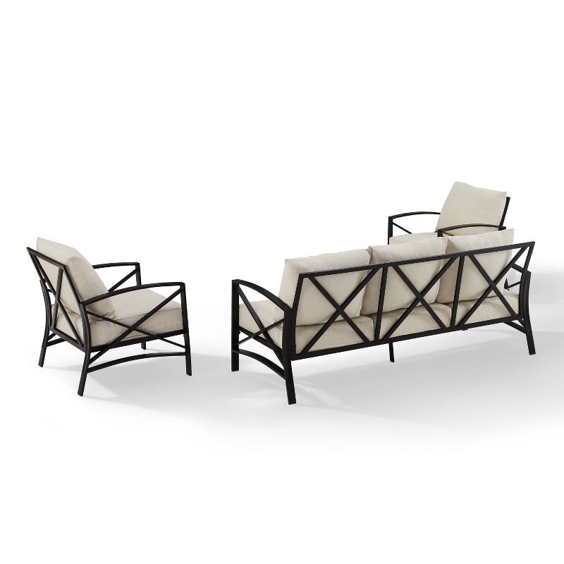 Kaplan 3pc Outdoor Sofa Set with Sofa &#38; 2 Arm Chairs - Oatmeal - Crosley, 4 of 10