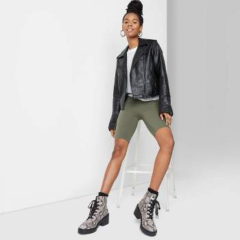 Women's Seamless Crossover Waistband Bike Shorts - Colsie™ Black XS