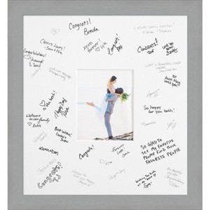 Brushed Signature Mat Picture Frame – Guest Book Alternative for Weddings, Graduations, or Retirement – Autograph Photo Mat for Signature Board - 1 of 4