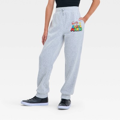 Boys' Super Mario Printed Fleece Joggers - Heather Gray