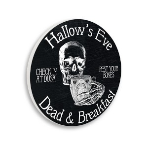 Stupell Industries Black Hallow's Eve Halloween Sign Wall Plaque Art - 1 of 4
