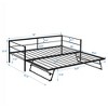 ALEXOUN Twin Daybed with Adjustable Trundle, Metal Daybed Frame with Pop Up Trundle, Heavy Duty Steel Slat Support Sofa Bed Frame, - 3 of 4