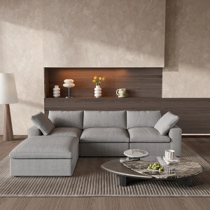 118 in Cloud Couch Line Modular Sofa Couch for Living Room,4-Piece L-Shaped Sectional Sofa Cloud Couch with Ottoman,Washable Covers - 1 of 4