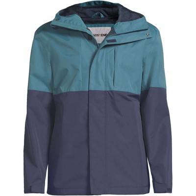 Lands' End Men's Waterproof Colorblock Raincoat - X Large - Tide Pool/Navy — фото 3