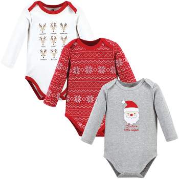 Hudson Baby Unisex Baby Cotton Long-Sleeve Bodysuits, Santa Reindeer