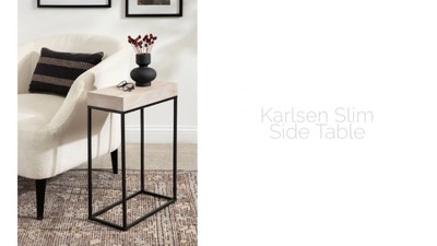 Natural Mango Wood and Black Metal Slim Side Table