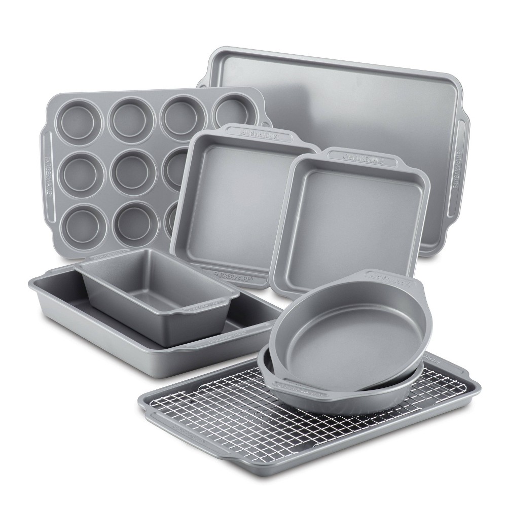 Photos - Bakeware Farberware 10pc Nonstick  Set Gray