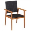 vidaXL 5 Piece Outdoor Dining Set - Rustic Retro Style - Poly Rattan and Solid Acacia Wooden Frame - Black and Brown - 4 of 4