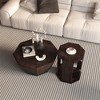 31.5" Farmhouse Coffee Table, Octagonal Wooden Coffee Table, Rubber Wood Side Table, Accent Center Table For Living Room Office( Set of Two Pieces) - 2 of 4