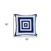 HomeRoots 18" Beige and Blue Geometric Cotton Blend Throw Pillow with Embroidery and Applique - 3 of 4