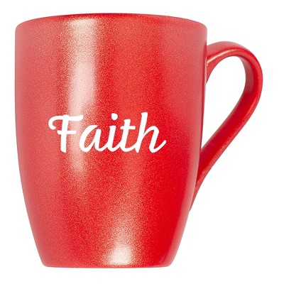 Elanze Designs Faith Crimson Red 10 ounce New Bone China Coffee Cup Mug
