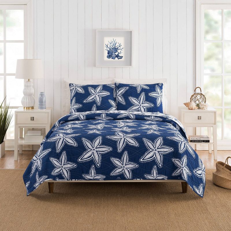 Kate Nelligan for Makers Collective Sea Star Quilt Set Navy Blue, 1 of 8