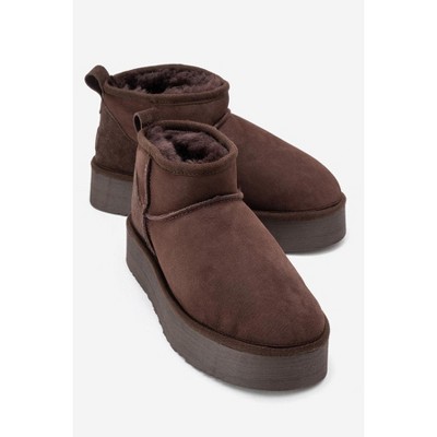 Veyra - Brown Suede Genuine Leather Fur-Lined Platform Ankle Boot (Women) | Forever & Always Shoes