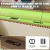 Twin Size Daybed Storage Upholstered Daybed Sleeper Bed with Trundle/2 Storage Drawers, Charging Station & LED Lights - ModernLuxe - 4 of 4
