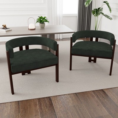 CAVINAS Chenille Upholstered Accent Chair,Modern Comfortable Barrel Chairs with 3 Wood Legs and Soft Seating for Bedroom,Reading Room,2PC
