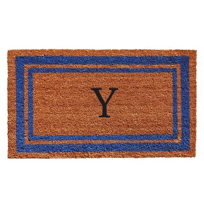 Calloway Mills 152971830A Blue Border 18 In. x 30 In. Monogram Doormat