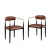 Boucle Dining Chair Set of 2 , Mid-Century Luxury Upholstered Armchairs for Kitchen Restaurant Café-Morden Fort - 2 of 4