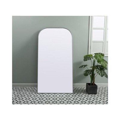 Silver Rectangular Full Length Bathroom Mirror with Wood Frame
