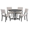 NicBex Round Dining Table Set for 4 Round Table with Curved Trestle Style Table Legs 4 Upholstered Chairs for Dining Room - 2 of 4
