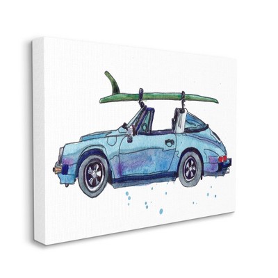 Stupell Industries Vintage Blue Car Retro Beach Surf Style