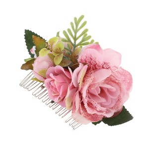 Unique Bargains Women's Reusable Simulated Flowers Side Comb 1 Pc - 1 of 4
