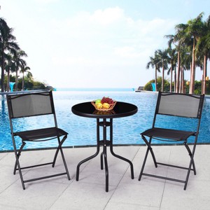 Costway 3 Pcs Bistro Set Garden Backyard Table Folding Chairs Outdoor Patio Furniture - 1 of 4