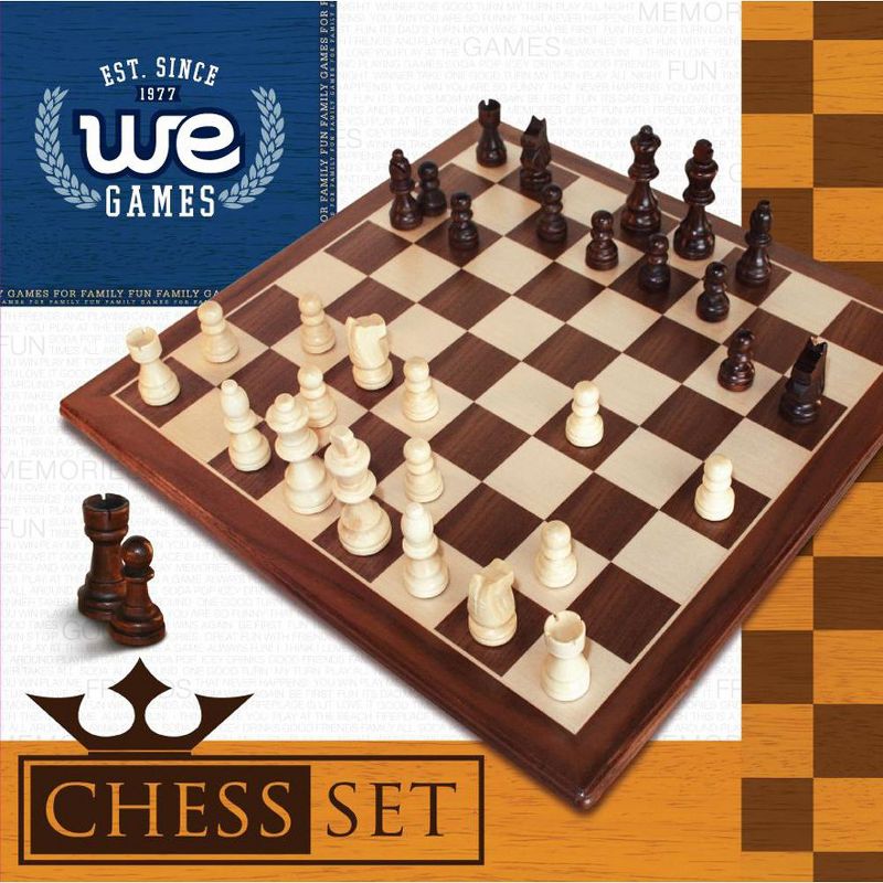 WE Games Classic Staunton Wood Chess Set - 12 in. Board, 2.75 in. King, 5 of 6