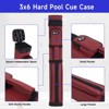GSE 3x6 Square Hard Pool Cue Case, Billiard Stick Carrying Case for 3 Sticks, Billiard Cue Cases - 4 of 4