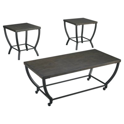 3pc Champori Coffee and End Table Set Grayish Brown - Signature Design by Ashley