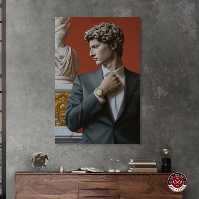 Sophisticated Sculpture with Gold Watch Canvas Wall Art, 36" x 54"