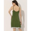 cheibear Women's V Neck Lace Trim Solid Color Pajama Sleepdress Nightgown - 3 of 4