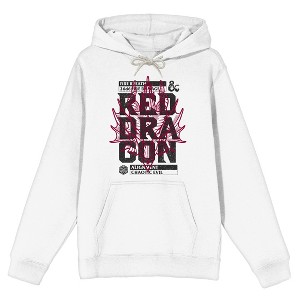 Dungeons & Dragons Red Dragon Head Line Art Long Sleeve White Adult Hooded Sweatshirt - 1 of 3