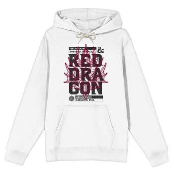 Dungeons & Dragons Red Dragon Head Line Art Long Sleeve White Adult Hooded Sweatshirt