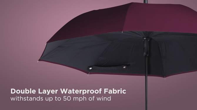 ANYWEATHER-Reversible Inverted Automatic Open Umbrella Leather J Handle, 2 of 8, play video