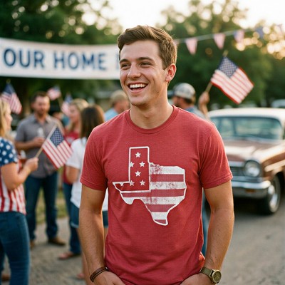 Мужские футболки Crazy Dog T-Shirts, Inc. Mens Funny T Shirts American Flag Texas Awesome Fourth Of July Tee for Men - Crazy Dog Men's T Shirt For Fourth Of July Red L — фото 2