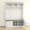 Aghana Digitals Farmhouse 3-in-1 Entryway Hall Tree: White Wood Grain Bench with 7 Hooks, - 3 of 4