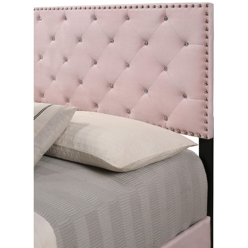 Passion Furniture Suffolk Tufted Velvet Upholstered King Panel Bed, 4 of 7