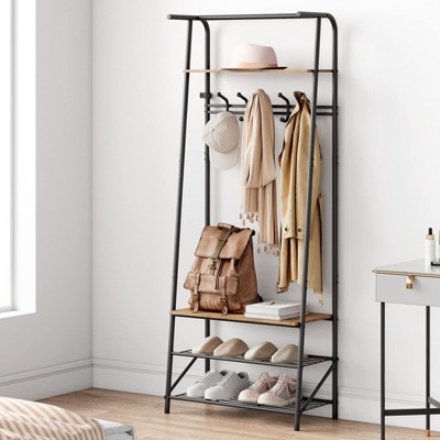 31.5''Coat Rack, 3-in-1 Hall Tree with Shoe Bench