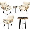 3 Piece Patio Bistro Set, Outdoor Wicker Conversation Set with Round Glass Top Coffee Table and Cushioned Chair, All-Weather Rattan Patio Furniture - 2 of 4