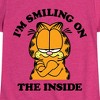 Girls' - Garfield - Smiling On The Inside Fitted Short Sleeve Graphic T-Shirt - 2 of 4