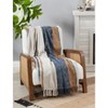 Saro Lifestyle Saro Lifestyle Cotton Throw Blanket With Striped Design, Navy Blue, 52"x68" - 4 of 4
